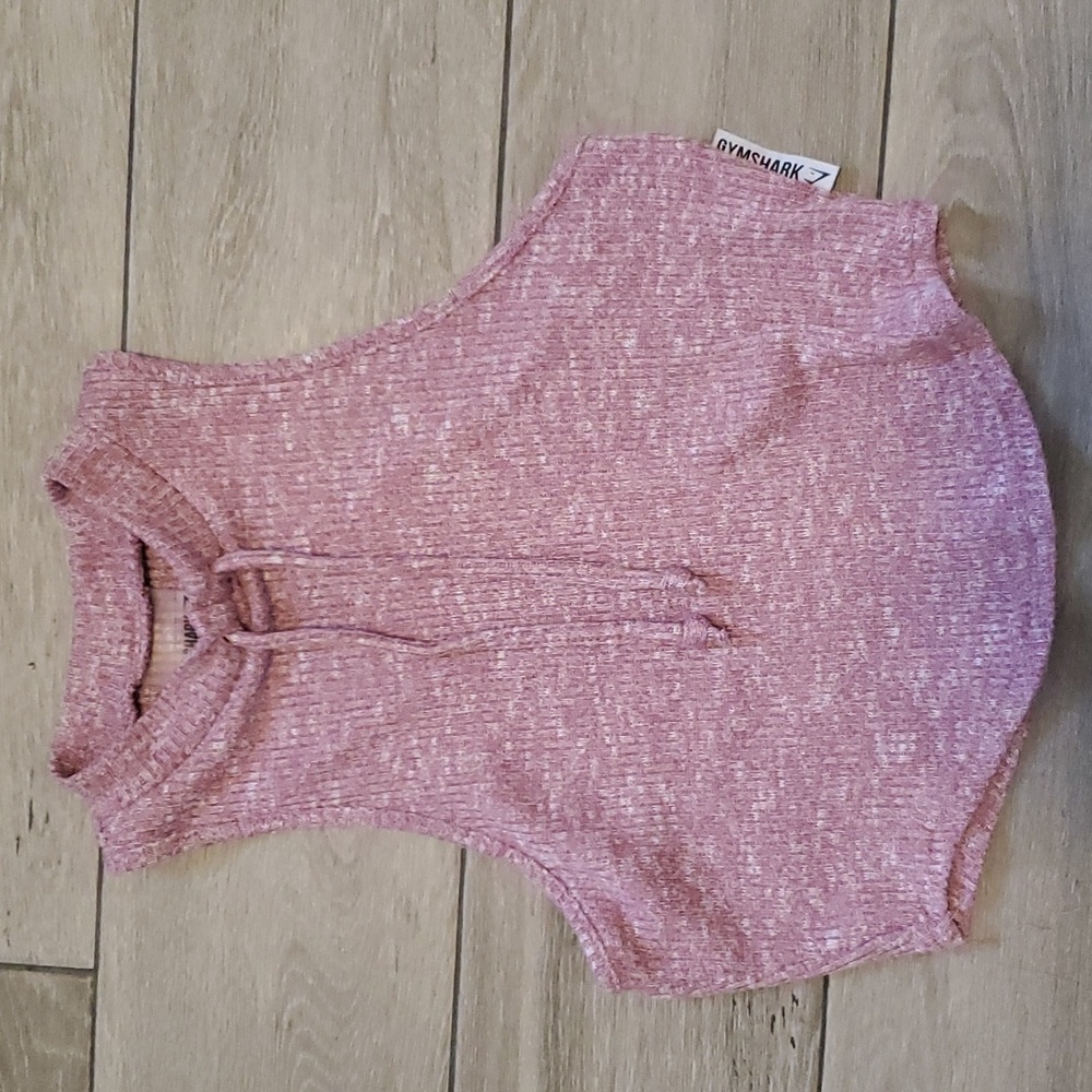 Gymshark Slounge High Crew Neck Ribbed Tank Top Size Small Pink